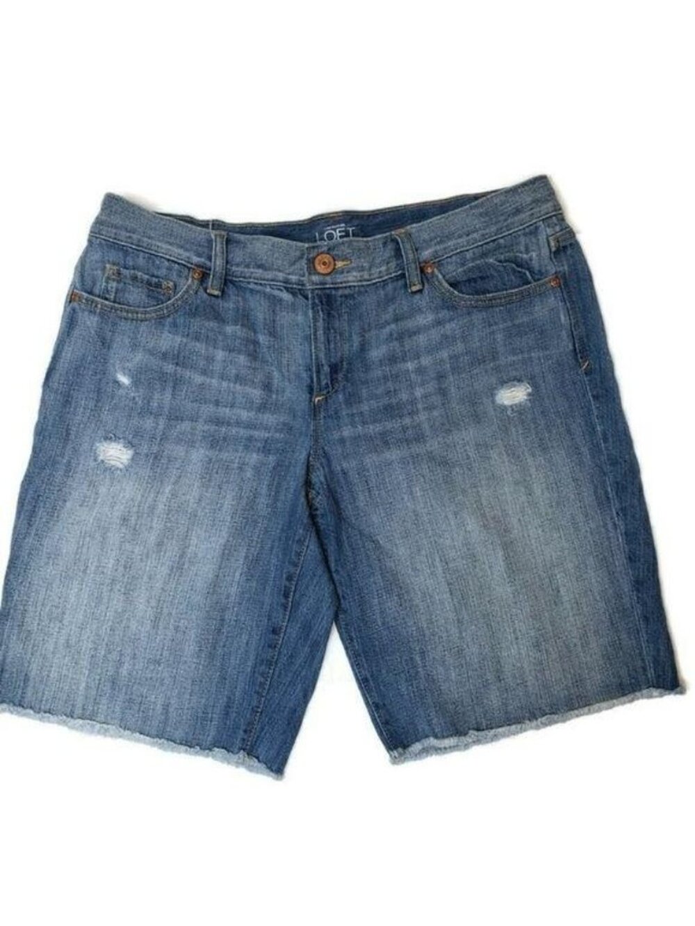 LOFT denim distressed long shorts size 10 / 30
